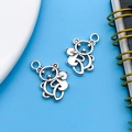 Vintage silver alloy bear charms with hollow-out design for DIY jewelry making - Antique Silver Koala 19x31mm (11291)