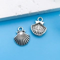 Pendentifs coquille Saint-Jacques en alliage de zinc argenté pour bijoux DIY - Coquille Saint-Jacques en Argent Antique 11x14mm
