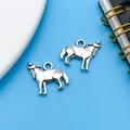 Pair of antique silver wolf charms in howling pose for DIY jewelry making and crafts - Antique Silver Wolf 16x15mm (11292)
