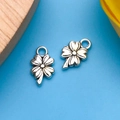 Pendentifs trèfle argenté vintage avec nervures détaillées pour la création de bijoux - 9x13mm / Trèfle Argent Antique