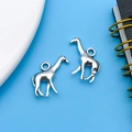 Silver antique giraffe charms with top loops for DIY necklace and earring making - Antique Silver Giraffe 18x16mm (11297)