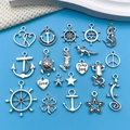 Antique silver nautical ocean animal alloy charms set for DIY jewelry making - Ancient Silver Assorted Nautical Charms