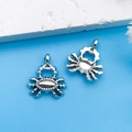 Pendentifs crabe en alliage argent antique pour bijoux DIY montrant l'avant et l'arrière - Crabe de l'Océan en Argent Antique 14x16mm