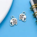 Vintage silver elephant charms with star patterns for DIY jewelry necklaces - Antique Silver Little Elephant 8x11mm (11326)