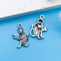 Pendentif singe en argent antique pour bracelets DIY et accessoires de bijoux - Singe Animal en Argent Antique 15x20mm