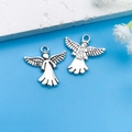 Lot de breloques ange en argent antique pour création de bracelets et bijoux DIY - Ange en Argent Antique 20x20mm