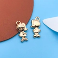 Golden alloy cartoon girl pendant charm for DIY jewelry making and bracelets - Girl Charm Style