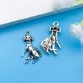 Pendentifs chien dalmatien en argent antique pour la fabrication de bracelets DIY - Chiot Tacheté en Argent Antique 11x15mm