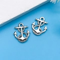 Silver alloy anchor pendant charms with rope texture for DIY bracelet jewelry - Antique Silver Anchor Style (4172)