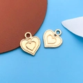 Golden heart alloy charms with embossed dotted edges for DIY jewelry making - Heart Style (11605)