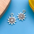 Pendentifs soleil en alliage argenté vintage pour bijoux DIY et colliers - 13x17mm / Petit Soleil Argent Antique