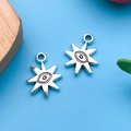 Pendentif étoile en argent antique avec motif mauvais œil pour colliers et boucles DIY - 15x19mm / Soleil Étoile à Huit Branches Argent Antique