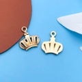 DIY golden alloy crown pendants with intricate bead edges for custom jewelry making - Crown Style