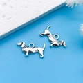 Set di ciondoli a forma di bassotto in lega argentata per braccialetti e collane DIY - Stile Cane in Argento Antico (10350)