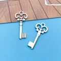 Antique silver zinc alloy key pendants with intricate vintage hollow patterns for DIY jewelry - Small Key (7706)