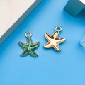 Ciondoli a stella marina verdi e dorati per gioielli fai da te con anello di chiusura - Stella Marina Oceano Verde (8611)
