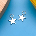 Paire de pendentifs en métal en forme d'étoile argentée pour bijoux DIY collier - 8x11mm / Mini Étoile Argent Antique