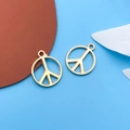 KC gold peace sign alloy pendants for DIY bracelets and earrings jewelry making - Round Peace Symbol Style
