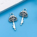 Ciondolo a forma di chiave a civetta in argento antico per gioielli fai da te - Stile Chiave Gufo in Argento Antico (11227)