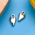 Paire de pendentifs en métal poli en forme de cœur argenté avec boucles pour bijoux DIY - 7x13mm / Coeur 3D Argent Antique