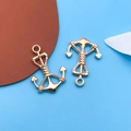 Nautical KC gold anchor charms with rope texture for DIY bracelet and jewelry making - Anchor Style