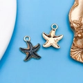 Colgantes de estrella de mar para joyas DIY con esmalte negro, puntos dorados y oro pulido - Estrella de Mar de Océano (8613)