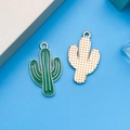 Breloques cactus en émail vert pour bijoux DIY avec base en alliage doré élégante - Cactus Vert (12060)