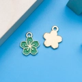 Pendentifs fleur de cerisier en émail vert et alliage doré pour bijoux DIY - Petite Fleur de Cerisier Verte (12085)