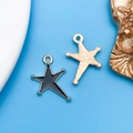 Colgantes de estrella en esmalte negro y aleación dorada para joyería artesanal - Pentagrama Irregular (11018)