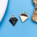 Colgantes de esmalte negro en forma de diamante con reverso de metal dorado para joyas - Diamante Esmaltado (11916)