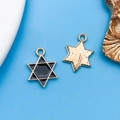 Colgante de estrella hexágono dorado con esmalte negro para bisutería artesanal - Hexagrama Esmaltado (11921)