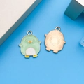 Pendentif pingouin en émail vert en alliage pour la fabrication de bijoux faits main - Petit Oiseau Vert (15384)