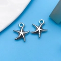 Starfish shaped Tibetan silver alloy pendants for DIY jewelry making in vintage silver finish - Starfish Style (2356)