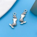 Antique silver mermaid alloy charms with scale details for DIY jewelry making - Mermaid Style (8213)