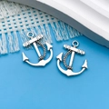 Silver nautical anchor pendants made of alloy for DIY bracelets and jewelry making - Antique Silver Anchor (3837) / 20x22mm