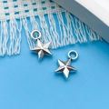 Silver alloy starfish charms with metal rings for DIY jewelry and necklaces - Antique Silver Small Star (5082) / 8x11mm
