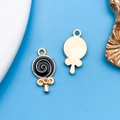 Colgantes de aleación de aceite negro con forma de piruleta para joyería y pulseras DIY - Piruleta Redonda (17516)