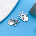 Tibetan silver ocean shell and starfish alloy charms for DIY jewelry making - Shell Starfish Style (9041)