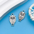 Retro antique silver owl pendants made of alloy for DIY necklace and bracelet jewelry - Antique Silver Small Double Sided Owl (4953)