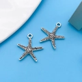 Tibetan silver starfish charms with textured finish for DIY jewelry making - Starfish Style (9044)