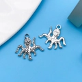 Silver alloy octopus pendant for DIY jewelry making with unique hammered metal texture - Octopus Style (10357)