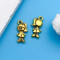 Antique gold finish metal girl pendants for DIY jewelry and vintage bracelet charms - Antique Gold Girl (11083)