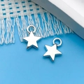 Bright silver star-shaped alloy charms with metal loops for DIY jewelry making - Antique Silver Small Star (5812) / 9x12mm
