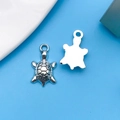 Silver turtle charms for DIY jewelry making with realistic shell texture and hook - Turtle Style (10359)