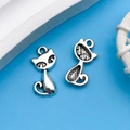 Ciondoli a forma di gatto in argento per gioielli fai da te con finitura lucida - Gattino Seduto (6153)
