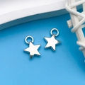 Set of two silver star-shaped metal charms for DIY bracelets and necklace crafts - Antique Silver Small Star 9x12mm (5812)
