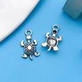 Antique silver turtle charms for DIY jewelry making with realistic shell textures - Turtle Style (10361)