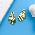 Golden alloy Hamsa Hand pendants for DIY jewelry making with retro casting designs - Antique Gold Hamsa Hand (11107)