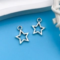 Star shaped hollow silver alloy charms for DIY jewelry making pendants with ring - Antique Silver Small Star 10x12mm (6915)