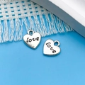 Antique silver heart-shaped alloy pendant with Love engraving for DIY jewelry - Antique Silver Love Heart (8005) / 10x12mm